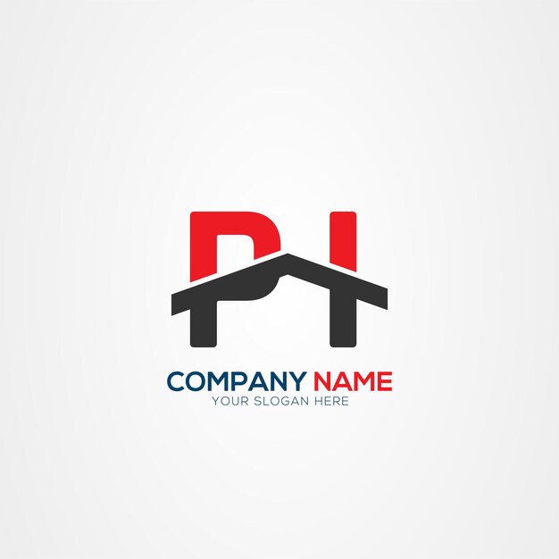 PI o IP Creative Modern Letters Elemento de diseño del logotipo