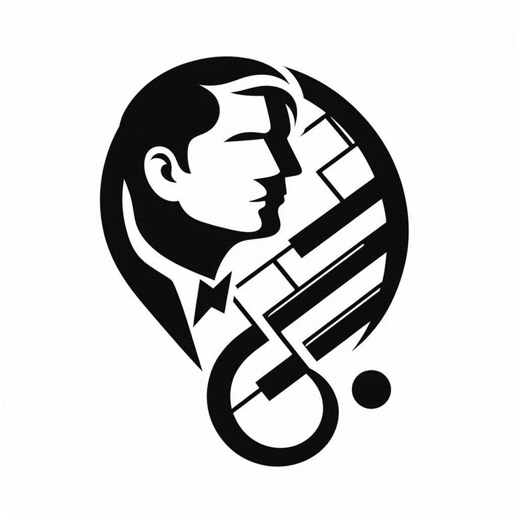 Vector piano hombre instrumentos musicales logoicon silueta arte camisa elemento de diseño arte vectorial
