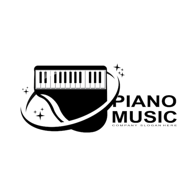 Piano Instrumento Musical Logo Vector Fondo Diseño Serigrafía Pegatinas Y Compañía