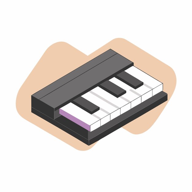 Piano isométrico sobre un fondo blanco aislado 19