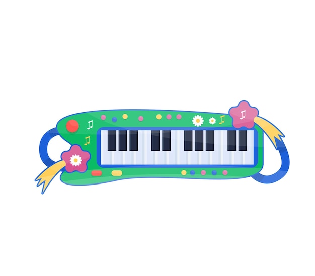 Vector piano de juguete para niños instrumento musical para niños ilustración de vector colorido plano