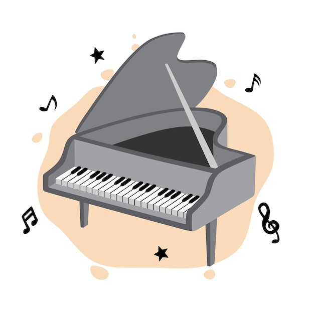 piano lindo dibujado a mano en estilo de dibujos animados