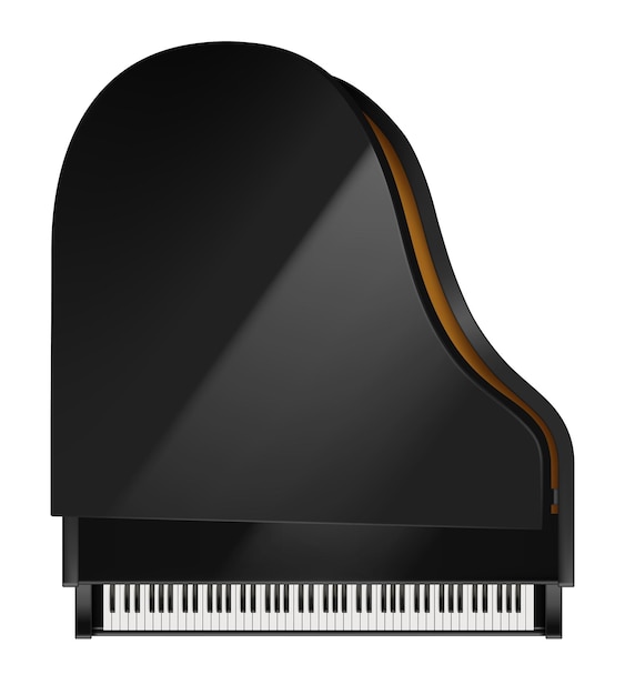 Piano realista Instrumento de música clásica para orquesta con teclado blanco y negro plantilla vectorial decente Ilustración de instrumento realista con teclado