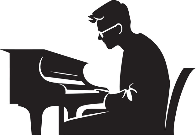 Piano Sonata Virtuoso Icono Negro Jugador Rapsódico Vector Diseño Negro