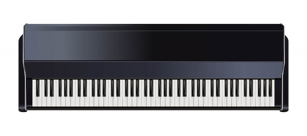 Piano con teclado en blanco y negro.