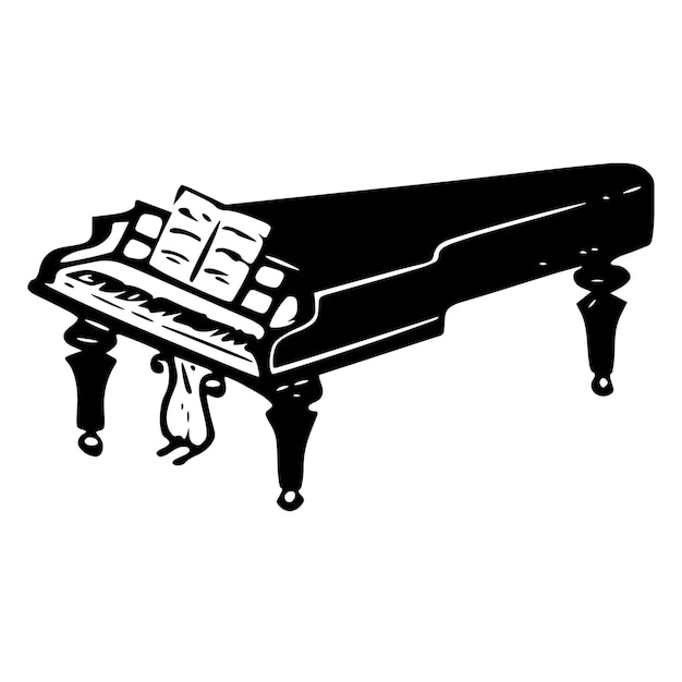 piano tocar música arte vector diseño blanco y negro