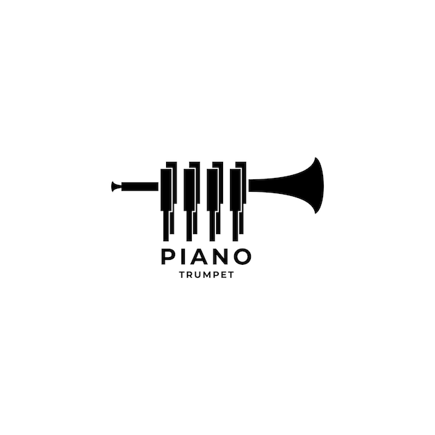 Piano y trompeta logotipo profesional moderno música de jazz.