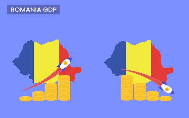 El pib del país de rumania aumenta y disminuye el concepto de producto interno bruto
