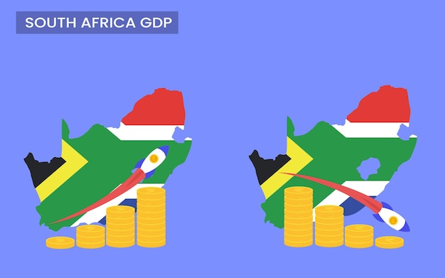 El pib del país de sudáfrica aumenta y disminuye el concepto de producto interno bruto