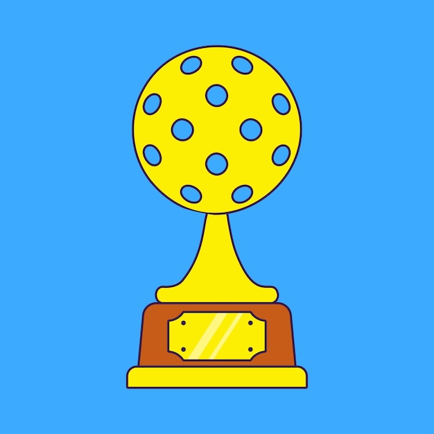 Pickleball bola trofeo copa premio vector ilustración sobre fondo azul