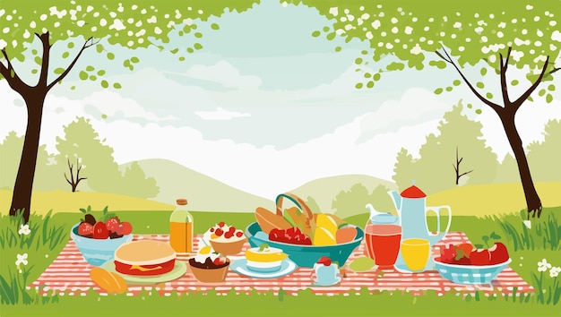 Picnic al aire libre en el campo