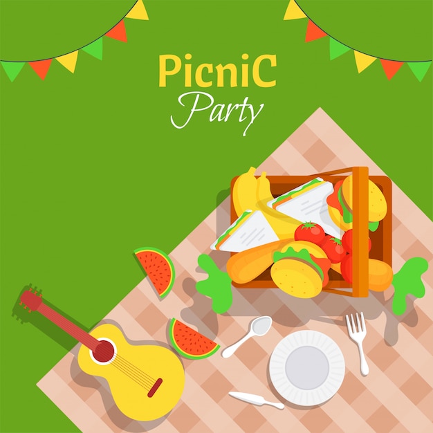 Vector picnic con el concepto de familia o amigos.