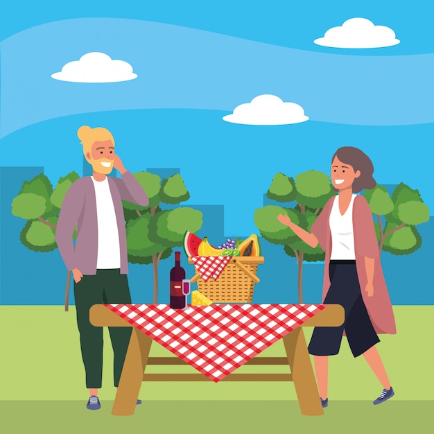 Picnic de pareja milenaria