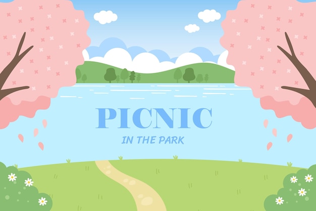 Vector picnic vectorial en el fondo del parque