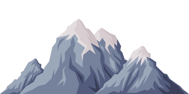 Pico y cumbre elevados de la montaña con ilustración vectorial de primer plano del lecho