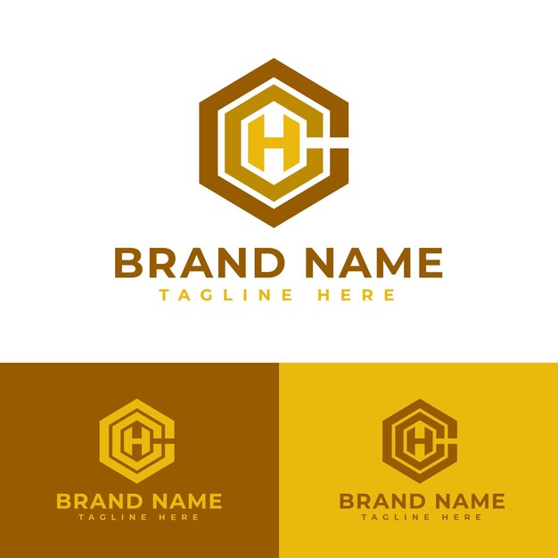 El pico de miel hexagonal inital HCC o CCH o el icono del símbolo H diseño vectorial de stock de logotipo plano