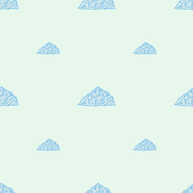 Pico de montaña grabado de patrones sin fisuras Paisaje de roca de fondo vintage en estilo dibujado a mano
