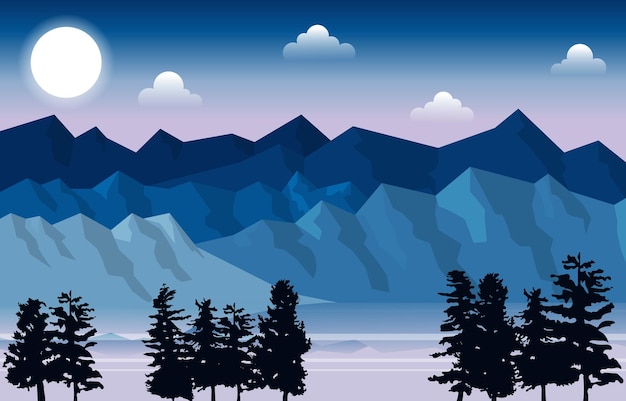 Pico Montaña Pino Abetos Naturaleza Paisaje Aventura Ilustración