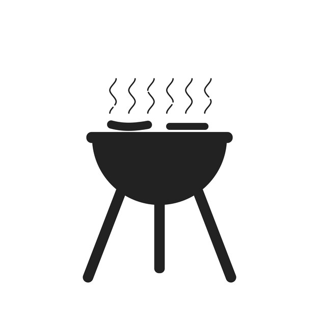 Pictograma aislado barbacoa barbacoa carne salchicha fuego picnic icona de barbacoa