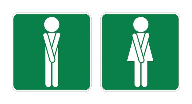 Pictograma aislado hombres hombres mujeres mujeres mantienen la postura de orinar para diseñar el baño, el baño y el baño de agua