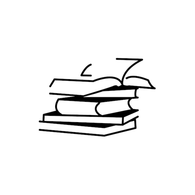 Pictograma de estilo icono de pila de libros aislado en blanco Ilustración del logotipo del símbolo de estudio
