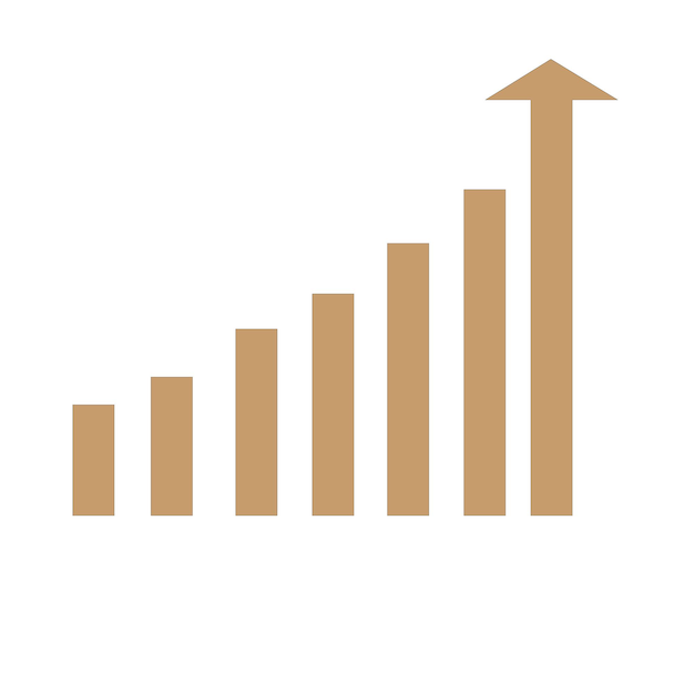 Pictograma gráfico de crecimiento con flecha para empresas