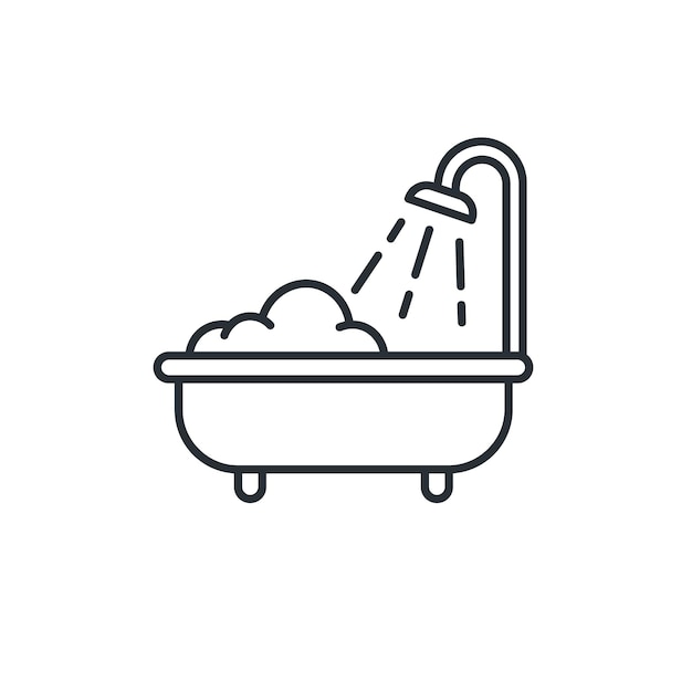 Pictograma de la línea de la bañera Símbolo de la ducha Baño