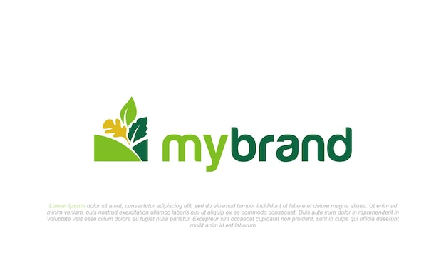 pictograma logo combinación hojas y granja campo fruta vegetal cosecha