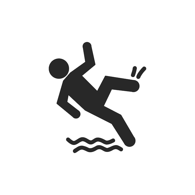 Pictograma de la silueta de la persona que cae Signo de precaución Isolado en fondo blanco Ilustración vectorial