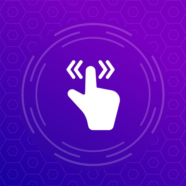 Pictograma vectorial del gesto de la mano del icono de deslizamiento o desplazamiento
