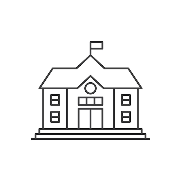 Pictograma vectorial de la línea del edificio de la escuela del colegio o la universidad Signo de ilustración de educación para el exterior de la escuela