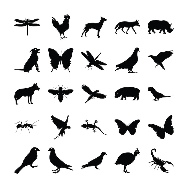 Vector pictogramas de glifo de animales