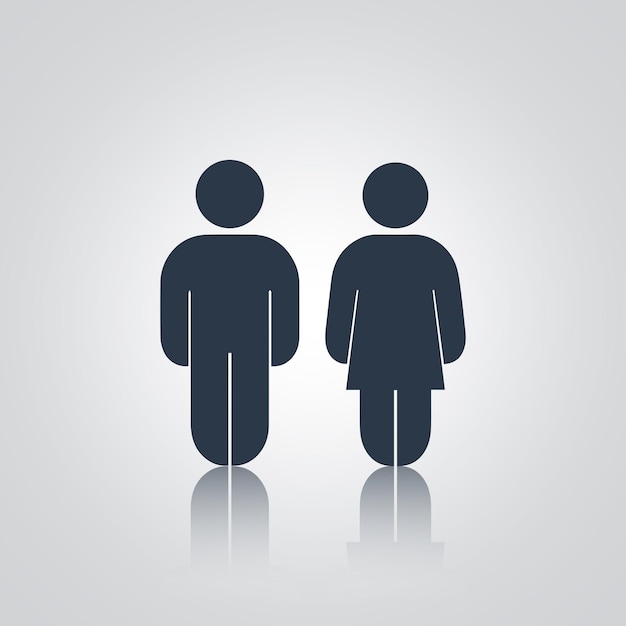 Pictogramas de un hombre y una mujer diseño único puertas de inodoro signos iconos color oscuro