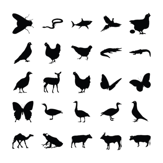 Vector pictogramas de silueta de animales