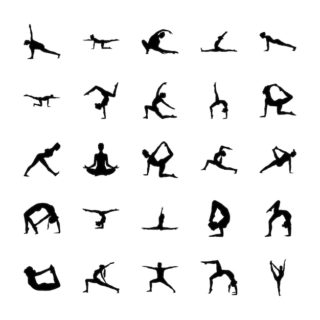 Pictogramas sólidos de yoga