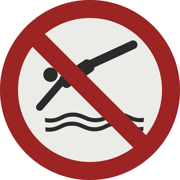 Vector pictogramo de la señal de prohibición de buceo iso 7010 p052