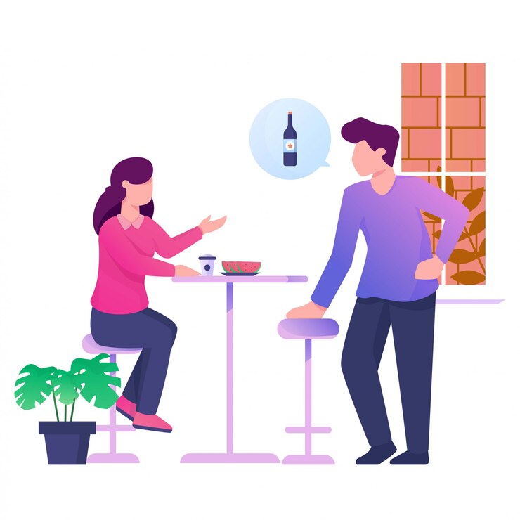 Vector pidiendo beber con novia ilustración
