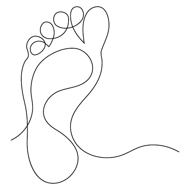 Pié desnudo dibujo continuo de una sola línea de arte del concepto estilo doodle ilustración vectorial de contorno