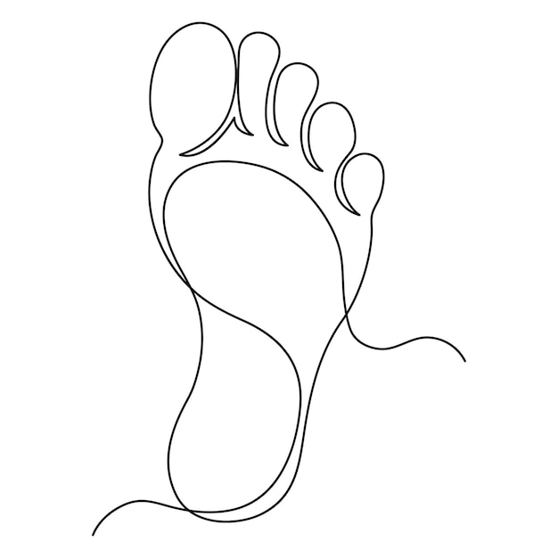 Pié desnudo dibujo continuo de una sola línea de arte del concepto estilo doodle ilustración vectorial de contorno