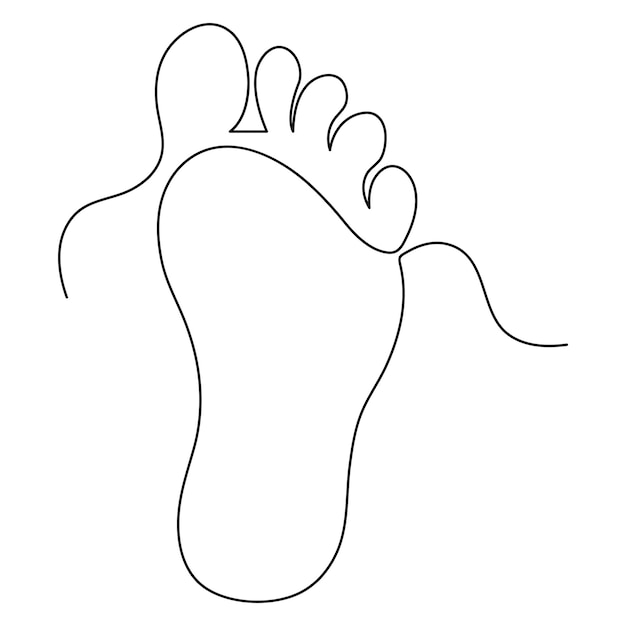 Pié desnudo dibujo continuo de una sola línea de arte del concepto estilo doodle ilustración vectorial de contorno