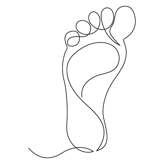 Pié desnudo dibujo continuo de una sola línea de arte del concepto estilo doodle ilustración vectorial de contorno