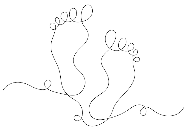 Pié desnudo en un dibujo continuo de una sola línea de la ilustración vectorial de estilo concept doodle