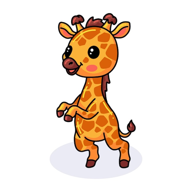 Pie de dibujos animados de jirafa pequeña linda