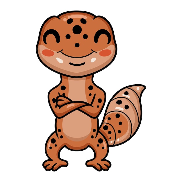 Pie de dibujos animados lindo gecko leopardo