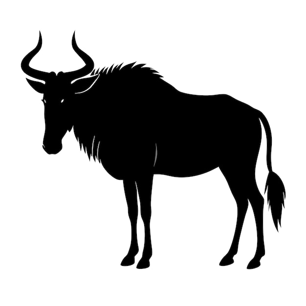 de pie un gnu con un cuerno largo ilustración de arte vectorial aislado fondo blanco