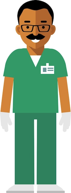 Pie musulmán árabe negro doctor hombre estilo plano