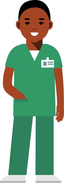 Pie Negro Afroamericano Doctor Hombre Estilo Plano