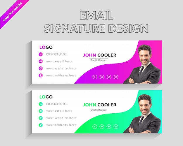 Vector pie de página de correo electrónico o plantillas de firma de correo electrónico, diseño personalizado de portada de redes sociales