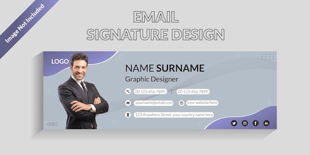 Vector pie de página de correo electrónico o plantillas de firma de correo electrónico, diseño personalizado de portada de redes sociales