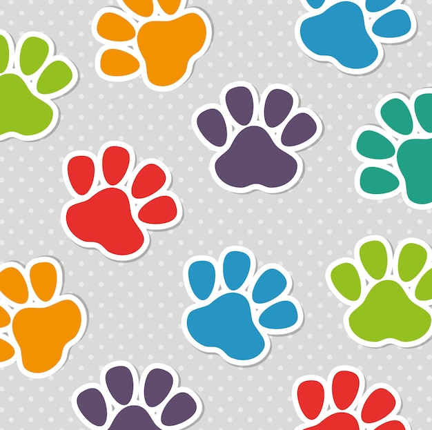 pie patrón de colores de mascotas de patrones sin fisuras